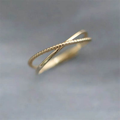 925 Sterling Silver Plated 14K Gold Simple Line Ring for Women Korean Fashion Temperament Everyday Jewelry Accessories - Touchy Style