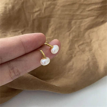 925 Sterling Silver French Exquisite Natural Freshwater Pearl Earrings for Women Temperament Wedding Party Jewelry Accessories - Touchy Style