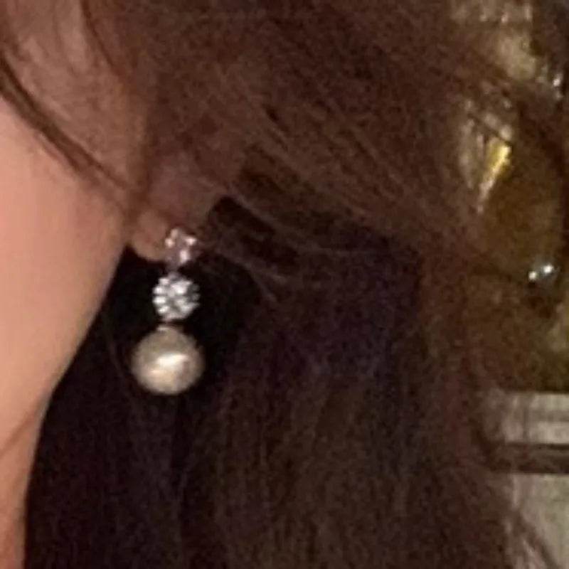 PANJBJ 925 Sterling Silver Round Studs Earrings For Women Pearl Zircon Grace Banquet Romantic Jewelry Gift Dropshipping - Touchy Style