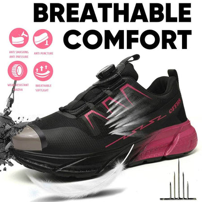 Rotating Buttons Work Safety Shoes For Women Men Steel Toe Shoes Puncture-Proof Women Work Sneakers Lightweight Protective Shoes - Touchy Style