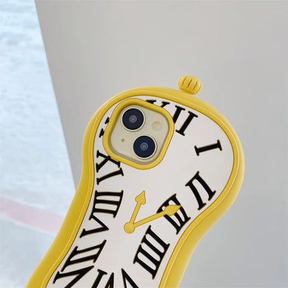 Funny Cartoon 3D Clock  Phone Case For iPhone 16 Pro Max 15 14 13 12 Pro Max 11 Anti Fall Soft Silicone Cover