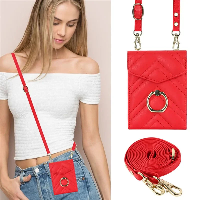 BCPC947 Cute Phone Cases for Galaxy Z Flip 5, Galaxy Z Flip 4, and Galaxy Z Flip 3 - Luxury Crossbody Leather Wallet Cover