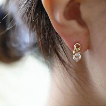 925 Sterling Silver Fashionable Chain Delicate Zircon Earrings for Women High Quality Simple Party Jewelry - Touchy Style