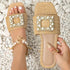 Summer Women Slippers Fashion String Bead Square Toe Flat Heels Casual Outdoor Beach Shoes Ladies Sandals - Touchy Style