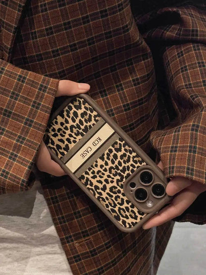 Cute Phone Cases For iPhone 16, 11, 12, 13, 14, 15 Pro Max - Soft Silicone Leopard Print - Leather Bumper Cover - IC4310 - Touchy Style