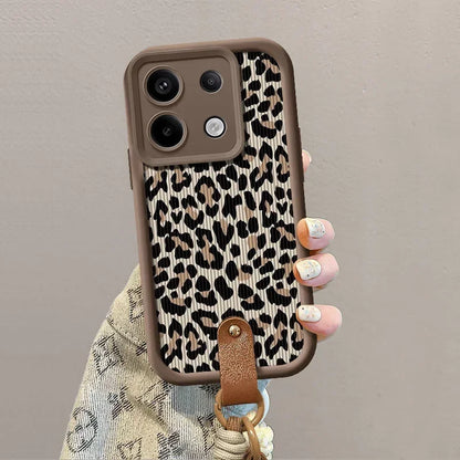Cute Phone Cases for iPhone 7, 8, 8 Plus, X, XR, XS, XS Max, 11, 12, 13, 14, 15, and 16, Pro and Pro Max - Leopard Pattern with Wrist Strap - TSP474