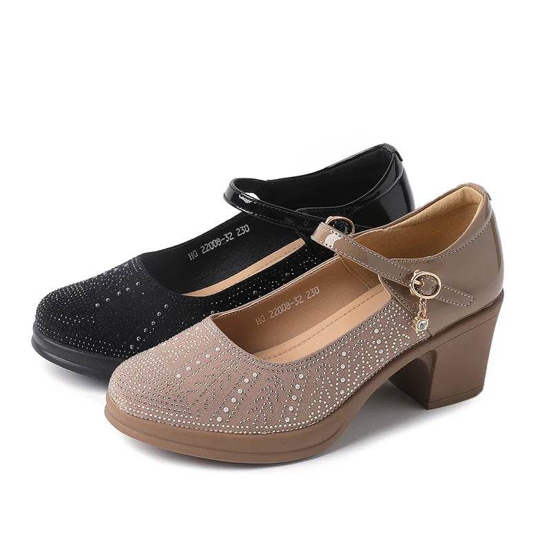 Fashion Women Pumps Mary Jane Thick Heels Patent Leather Shoes For Women Spring Autumn Platform Office Ladies Shoes - Touchy Style
