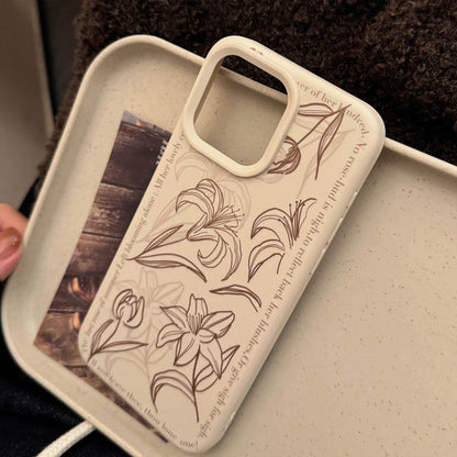 Cute Phone Cases For iPhone 16, 15, 14, 13 Pro Max - Artistic Lily Flower Pattern - Chic Back Cover - PC006 - Touchy Style