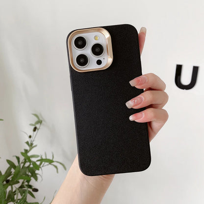 حافظات هواتف لطيفة لهاتف iPhone 16 و15 و14 Plus و13 و12 Pro Max - غطاء رفيع من مادة البولي كربونات الصلبة بنسيج جلدي - TSP424