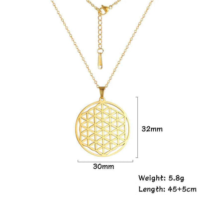 Necklaces Charm Jewelry - Stainless Steel Chain - Flower of Life - CJ0141 - Touchy Style