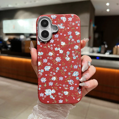 Blue Rose Flower Print Phone Case For iPhone 15 Case iPhone 16 14 13 12 Pro Max 14 Plus 11 Shockproof Leather Texture TPU Cover