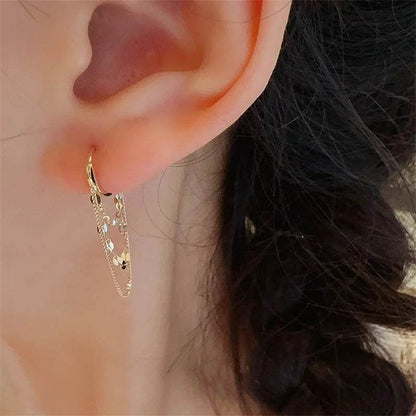 Real 925 Sterling Silver Plated 18K Gold Tassel Stud Earrings for Women Wedding Trendy Fine Jewelry - Touchy Style