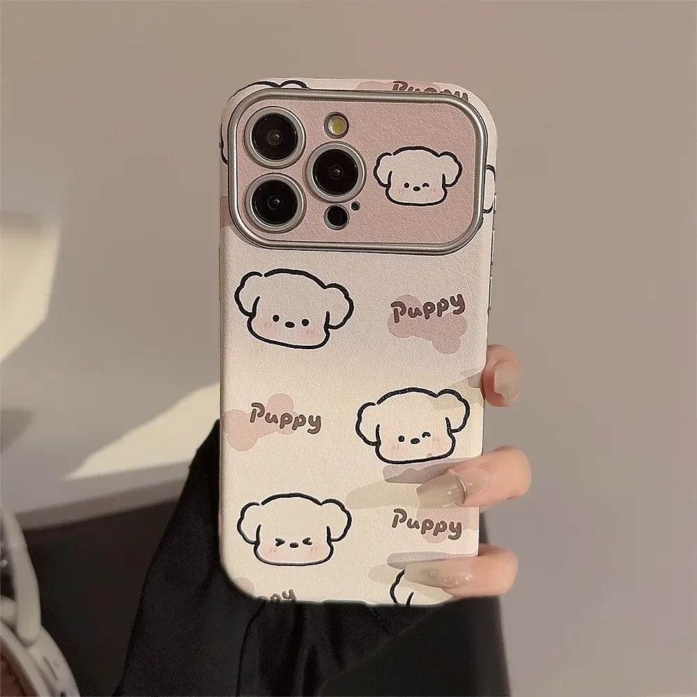 Cute Phone Cases For iPhone 16, 15, 14, 13, 12 Pro Max, 15 Plus - Funny Sweet Puppy Dog Pattern - Leather Cover - PC9120 - Touchy Style