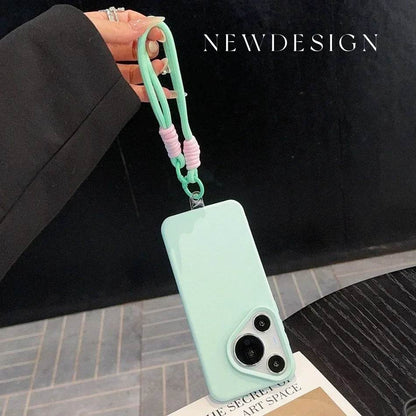 Litchi Pattern Leather Wrist Strap Case for Huawei P70 Pura 70 Ultra P60 P50 Pro Mate 40 50 60 Pro Plus Soft Lanyard Cases Cover - Touchy Style