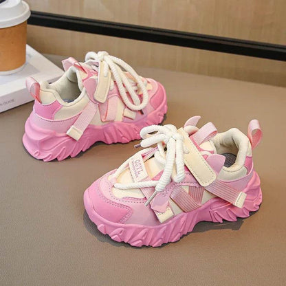 New Arrival Children Sneakers Pretty Silhouette Girl Running Shoes Pink Black Khaki Trendy Kids Shoes Boys Training Shoes G09212 - Touchy Style