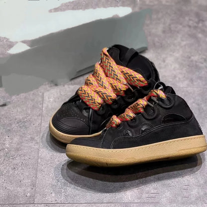 Thick-Soled Dad Shoes Men/women 2025 Summer Autumn Lace Up Clunky Sneaker Casual Skateboard Shoes Mixed Color Sport Shoes