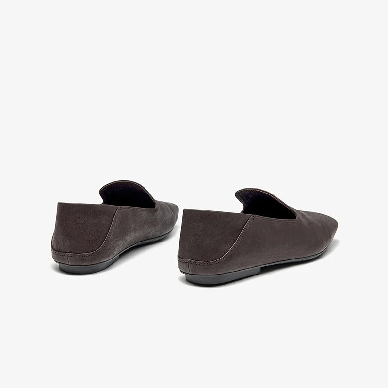 BEAUTODAY Casual Loafers Women Horse Leather Solid Slip-On Square Toe Flats Summer Shallow Boat Ladies Shoes Handmade 26259