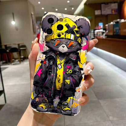 Cute Phone Cases For iPhone 16, 15, 14, 13, 12, 11 Pro Max, XS, X, XR, 7 8 Plus, SE 2020 - Bear Graphic Pattern - Soft Silicone Bumper Cover - Touchy Style