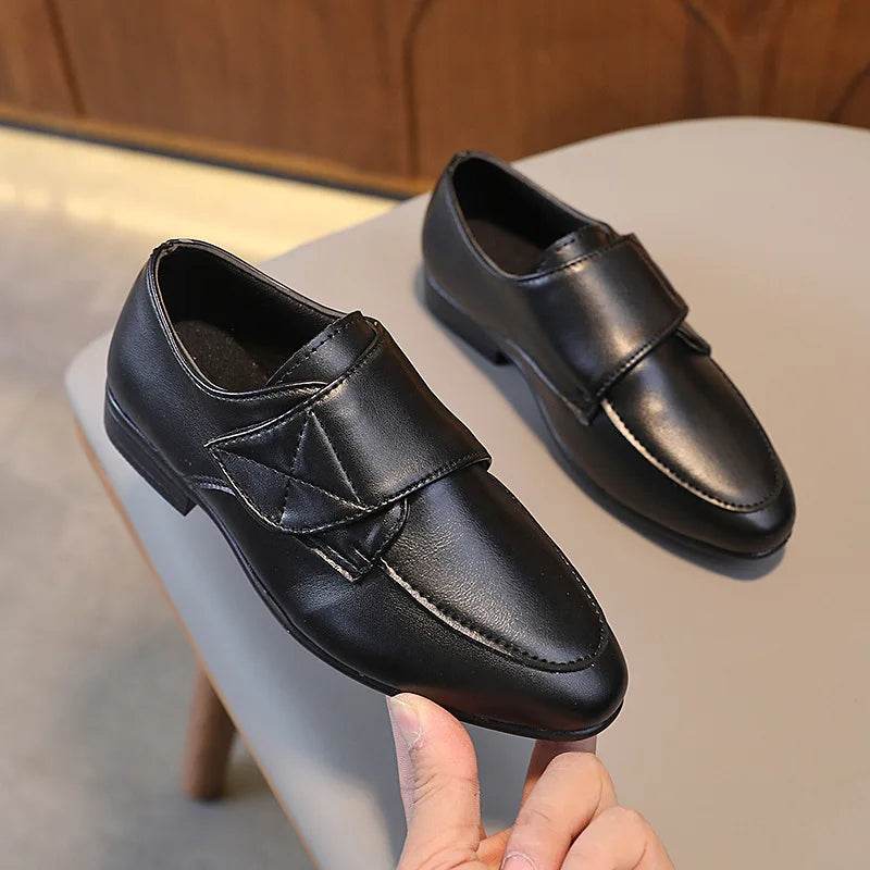 Kids Pointed Toe Wedding Party Leather Shoes Hook &amp; Loop Casual Boys Classic Versatile Low Heel Teens Loafers 2022 Spring New - Touchy Style