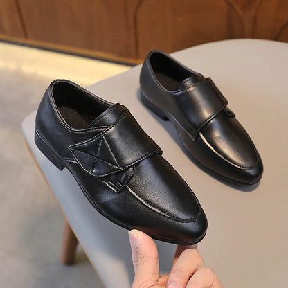 Kids Pointed Toe Wedding Party Leather Shoes Hook &amp; Loop Casual Boys Classic Versatile Low Heel Teens Loafers 2022 Spring New - Touchy Style