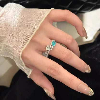 PANJBJ 925 Sterling Silver Blue Zircon Ring For Women Water Drop Versatile Design Fashion Versatile Jewelry Gift Dropshipping - Touchy Style