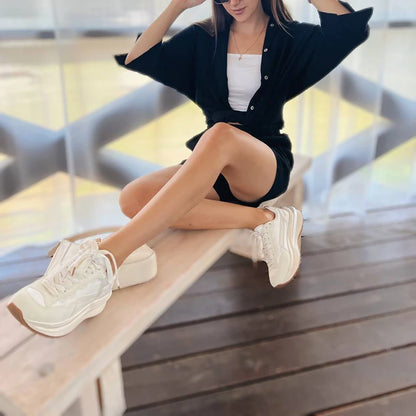 BeauToday Casual Sneakers Women Cow Suede Synthetic Leather Patchwork Mixed Colors Lace-Up Round Toe Ladies Waffle Shoes 29439