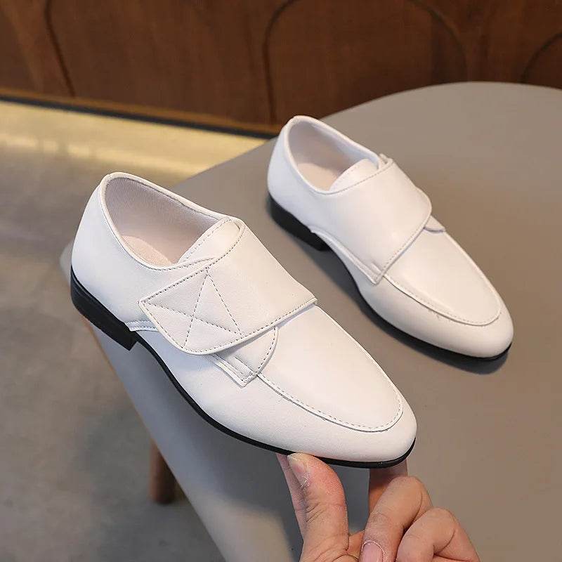 Kids Pointed Toe Wedding Party Leather Shoes Hook &amp; Loop Casual Boys Classic Versatile Low Heel Teens Loafers 2022 Spring New - Touchy Style