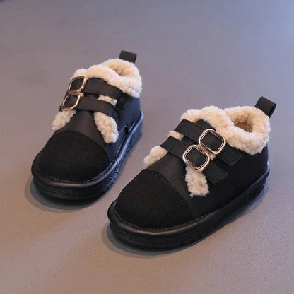 Patent Leather Children Fur Shoes 2024 Winter Platform Warm Furry Plush Leisure School Shoes Kid New Overwinters Footwear H06193 - Touchy Style