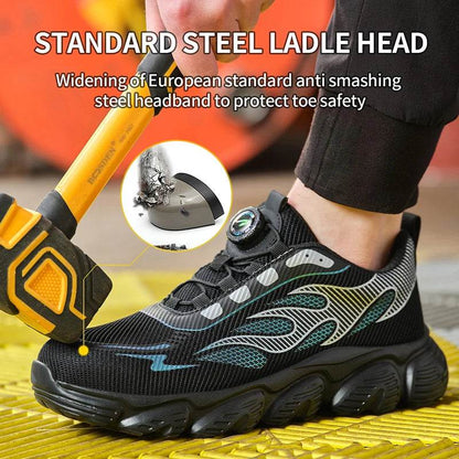 Reflective Safety Shoes Men Fashion Protective Sneakers Steel Toe Shoes Rotating Button Work Boots Men Puncture-Proof Male Shoes - Touchy Style
