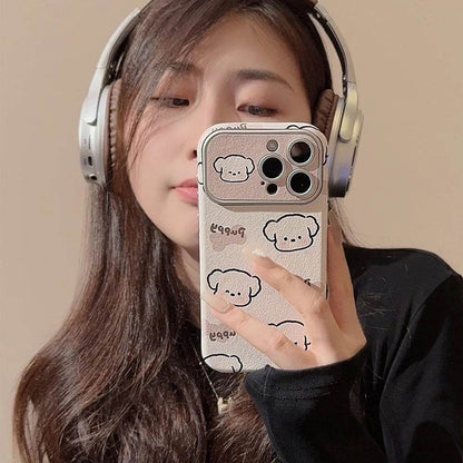 Cute Phone Cases For iPhone 16, 15, 14, 13, 12 Pro Max, 15 Plus - Funny Sweet Puppy Dog Pattern - Leather Cover - PC9120 - Touchy Style