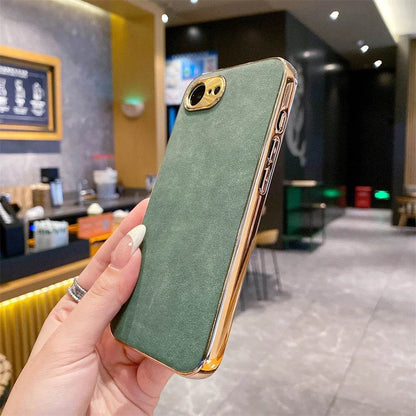 16e Luxury Leather Texture Phone Case For iPhone 16e SE4 16E 2025 Plating Shockproof Frame All Inclusive Metal Lens Back Cover - Touchy Style