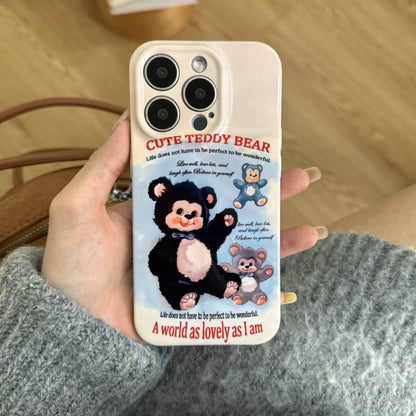 Cute Phone Cases For iPhone 16, 15, 14, 13, 12, 11 Pro Max - Plush Bear Doll Art - Cartoon Sweet Cover - CC7121 - Touchy Style