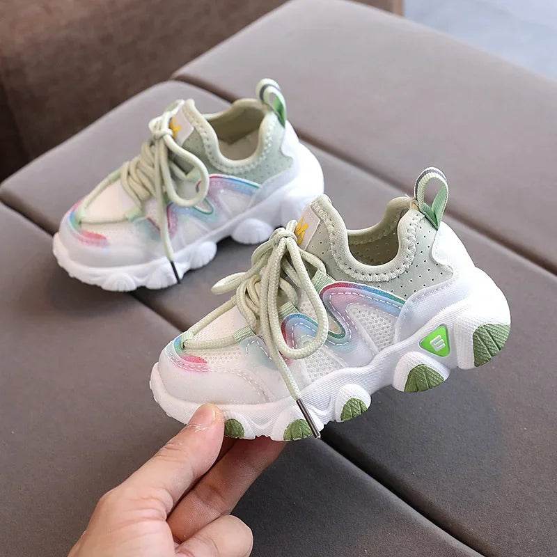 2024 Breathable Toddler Boy Sneakers Stretch Fabric Fashionable Baby Running Shoes Pink School Girl Sports Shoes Sneakers D07083 - Touchy Style