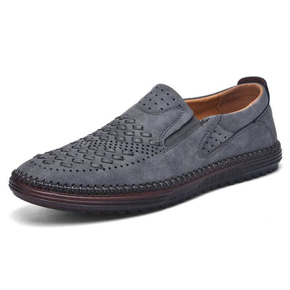 New Handmade Leather Men Shoes Design Fashion Sneakers Slip On Loafers Summer Breathable Casual Shoes Men Driving Flat - Touchy Style