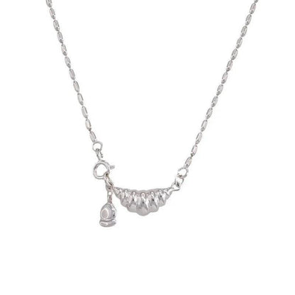 PANJBJ 925 Sterling Silver Croissant Necklace For Women Bead Bread Design Versatile Amusing Ins Sweet Jewelry Dropshipping - Touchy Style