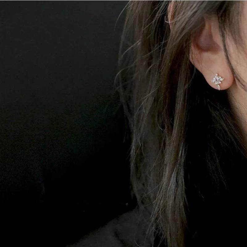 925 Sterling Silver Plated 14K Gold Delicate Vintage Zircon Stud Earrings For Women Party Jewelry Gifts - Touchy Style