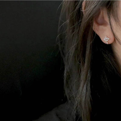 925 Sterling Silver Plated 14K Gold Delicate Vintage Zircon Stud Earrings For Women Party Jewelry Gifts - Touchy Style