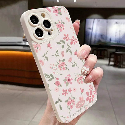 Cute Phone Cases - Flower Branch Pattern For iPhone 16, 15, 14, 13, 12, 11 Pro Max, XS, XR, 7 8 Plus - Matte Soft Silicone Bumper Cover - Touchy Style