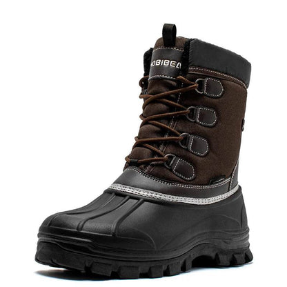 HOBIBEAR Mens Snow Boots Insulated Waterproof Winter Boots Outdoor Warm Lace Up Mid Calf Duck Boots - Touchy Style