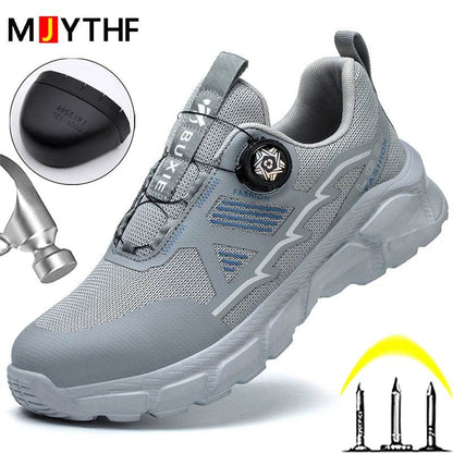 Rotating Button Men Shoes Security Sneakers Steel Toe Shoes Puncture-Proof work Shoes Anti-smash Sport Safety Shoes Protective - Touchy Style