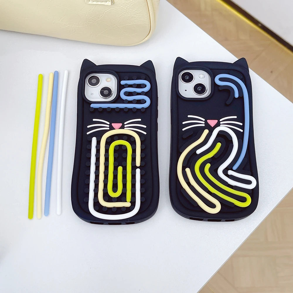 Funny Meow Meow Cat Relieve Stress Case Soft Silicone Cover For iPhone 15 14 13 Pro Max