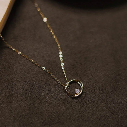 Real 925 Sterling Silver Sweet Romantic Geometry Shiny CZ Pendant Short Necklace For Women Wedding Party Jewelry - Touchy Style