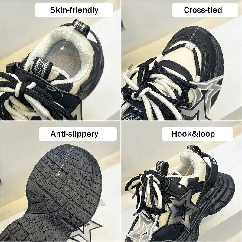 Star Shape Decos Stylish Children Casual Sneaker Comfortable Non-slip Jogging Shoes Child Chunky Sneakers for Girls Kids H02019 - Touchy Style