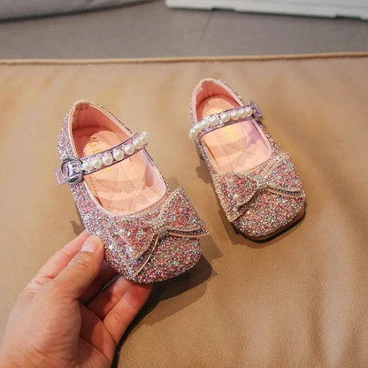 Fashion Little Girl Runway Performance Catwalk Shoes Student Wedding Party Rhinestone Sparkling Princess Leather Shoes F12302 - Touchy Style