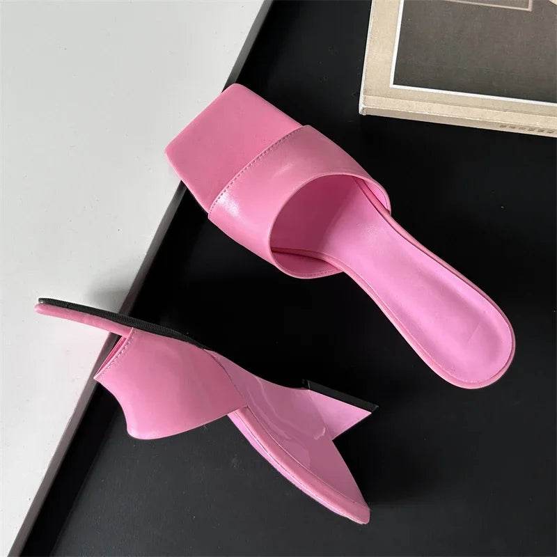 New Design Concise Wedges High Heels Women Slippers Square Toe Party Dress Slides Summer Shoes - Touchy Style