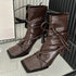 Spring Autumn Design Cross- Strap Women Ankle Boots Punk Style Square Toe High Heels Zipper Booties Shoes - Touchy Style