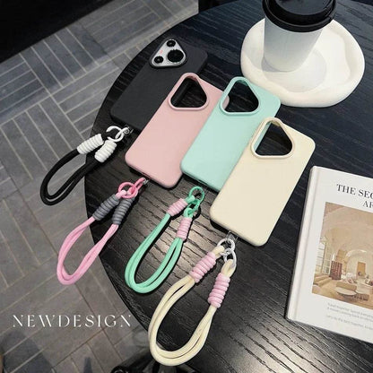 Litchi Pattern Leather Wrist Strap Case for Huawei P70 Pura 70 Ultra P60 P50 Pro Mate 40 50 60 Pro Plus Soft Lanyard Cases Cover - Touchy Style