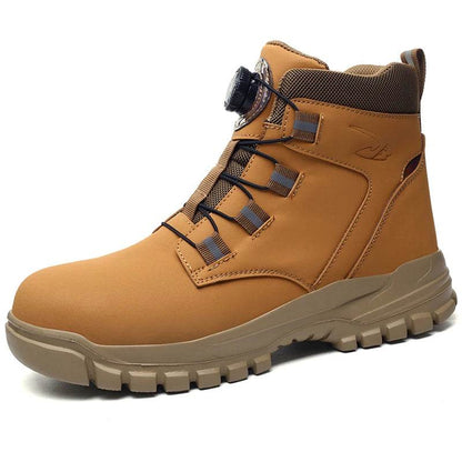 Rotating Button Winter Boots Men Safety Shoes Puncture-Proof Work Boots Steel Toe Shoes Waterproof Protective Shoes Cotton Boots - Touchy Style