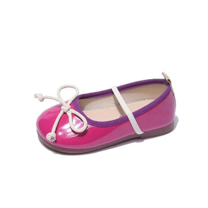Smooth and Brightly Patent Leather Shoes for Kids Girls Simple Bow-tie Mary Janes Shoes Flats Kawaii Slip on Shoes Girl F07193 - Touchy Style