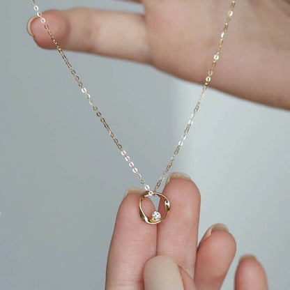 Real 925 Sterling Silver Sweet Romantic Geometry Shiny CZ Pendant Short Necklace For Women Wedding Party Jewelry - Touchy Style